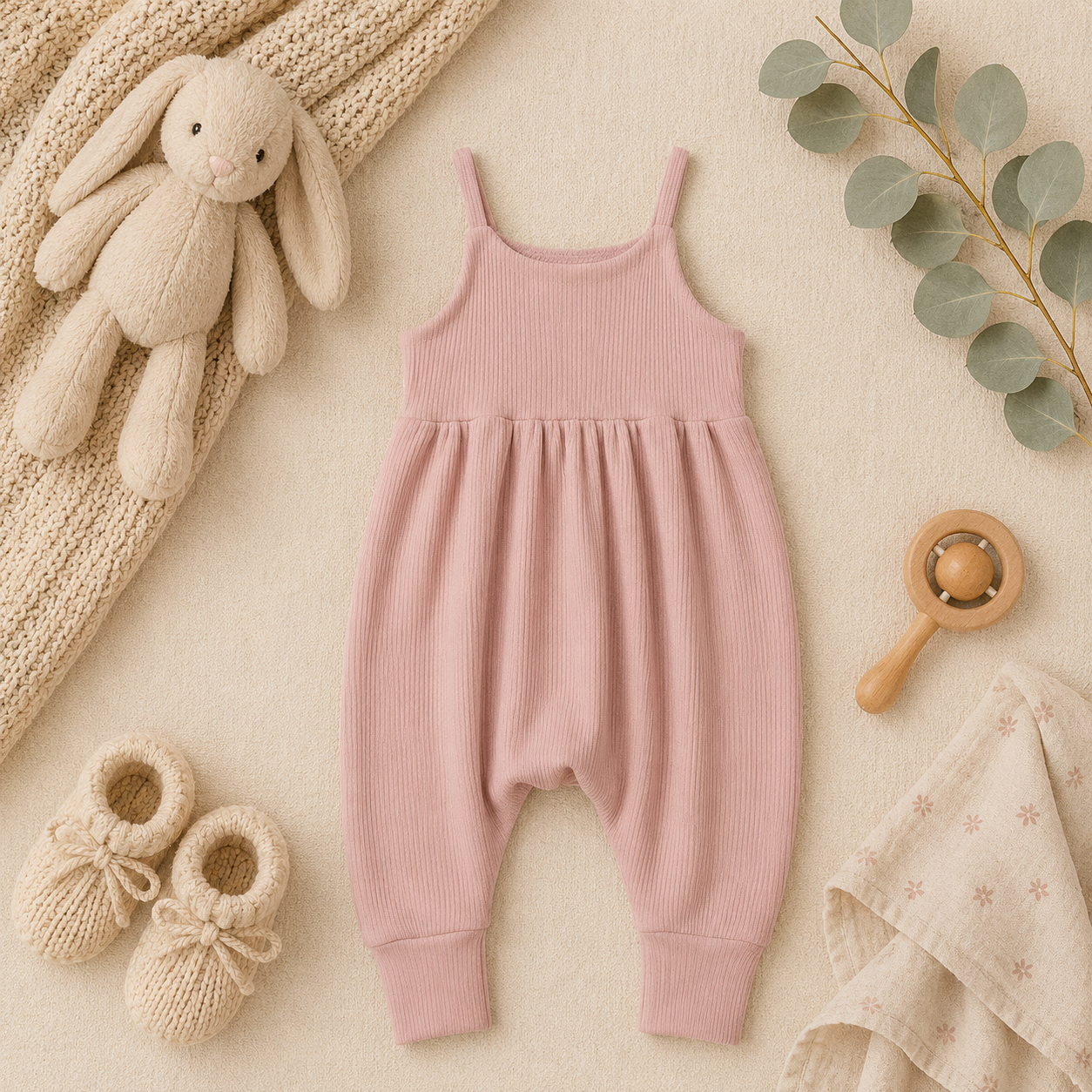 Dusty Pink Slip-On Romper