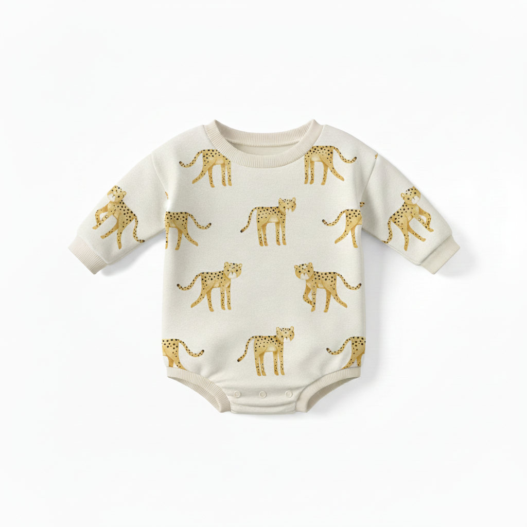 Playful Cheetah Sweater Romper