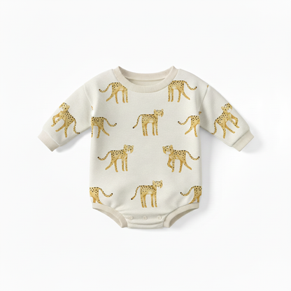 Playful Cheetah Sweater Romper