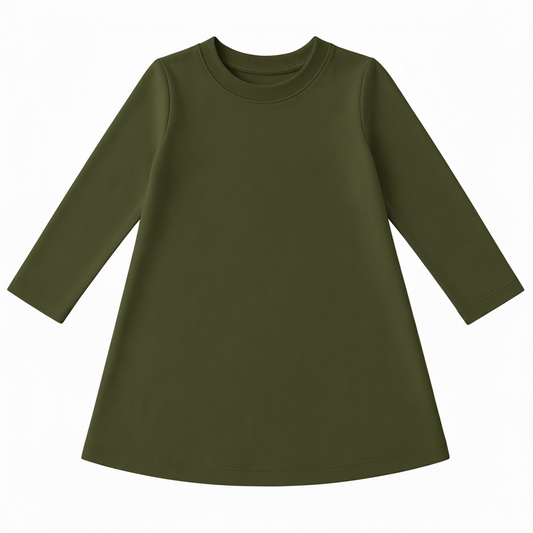 Olive Long-Sleeve Tee Dress
