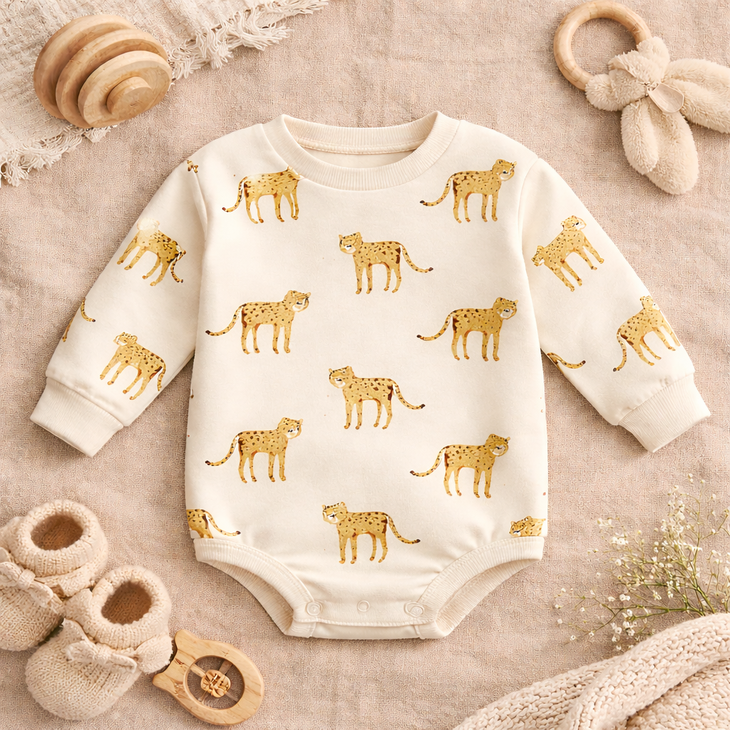 Playful Cheetah Sweater Romper