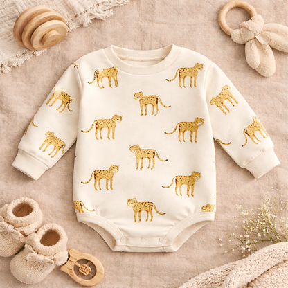 Playful Cheetah Sweater Romper
