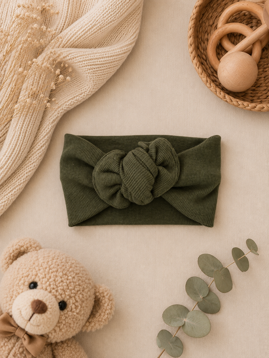 Olive Chunky Knot Headband