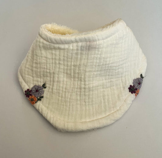 Embroidered Flower Drool Bib