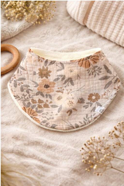 Orange Floral Drool Bib