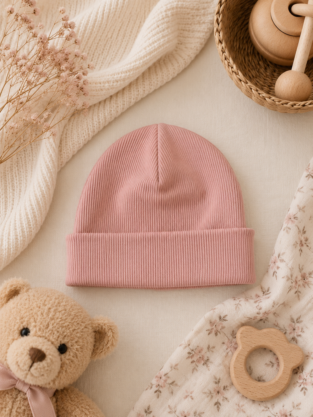 Dusty Pink Beanie Hat